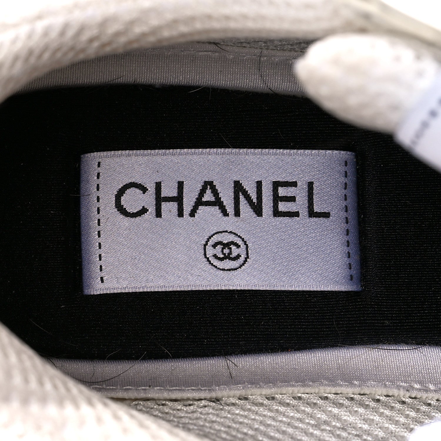 Chanel Fabric Laminated Calfskin Stretch CC Sneakers 39 White Silver 8 of 10