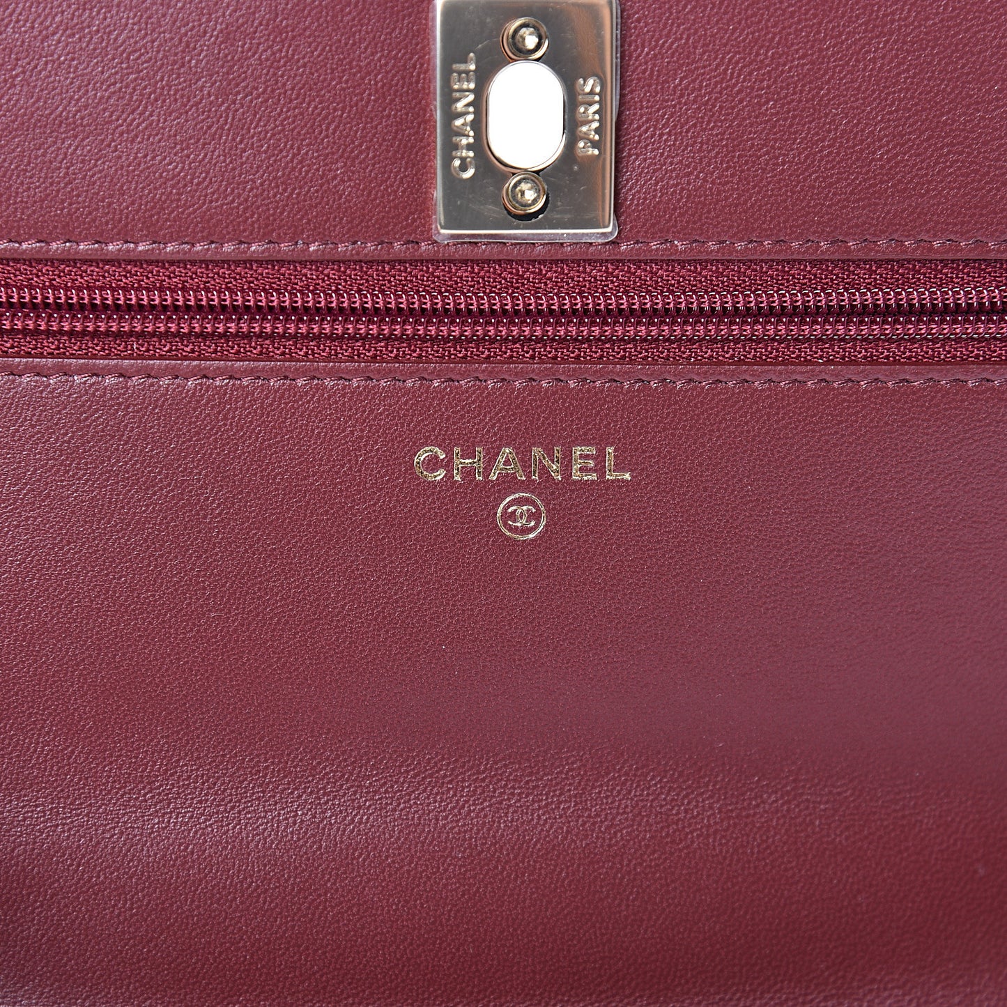 Lambskin Quilted Trendy CC Wallet On Chain WOC Dark Red