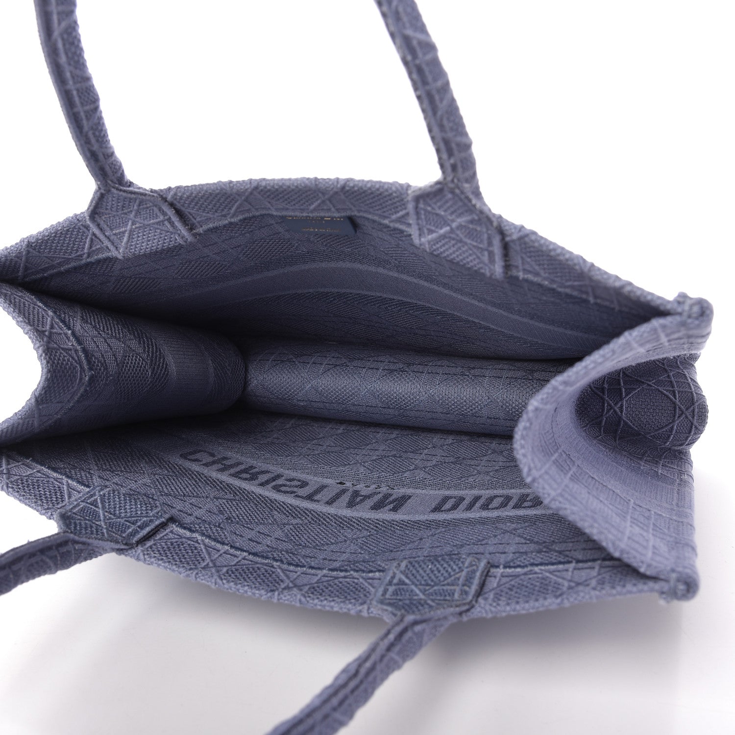 Christian Dior Embroidered Cannage Medium Book Tote Denim Blue 5 of 10