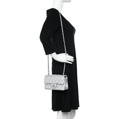 Chanel Metallic Lambskin Quilted Mini Rectangular Flap Silver 2 of 10