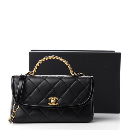 Chanel Lambskin Quilted Small La Parisienne Top Handle Flap Black 11 of 11