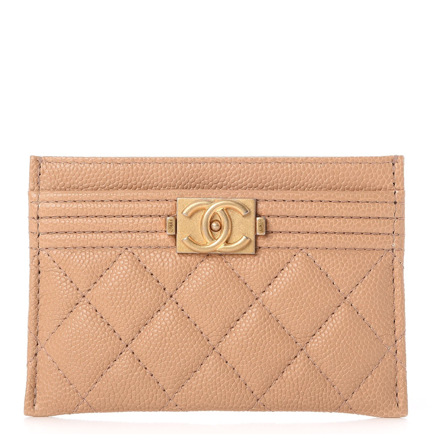 Chanel Caviar Quilted Boy Card Holder Beige 1 of 8