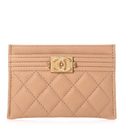 Chanel Caviar Quilted Boy Card Holder Beige 1 of 8