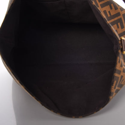 Fendi Zucca Vitello Artic Small Clasp Top Hobo Bag Tobacco Castagna 7 of 7