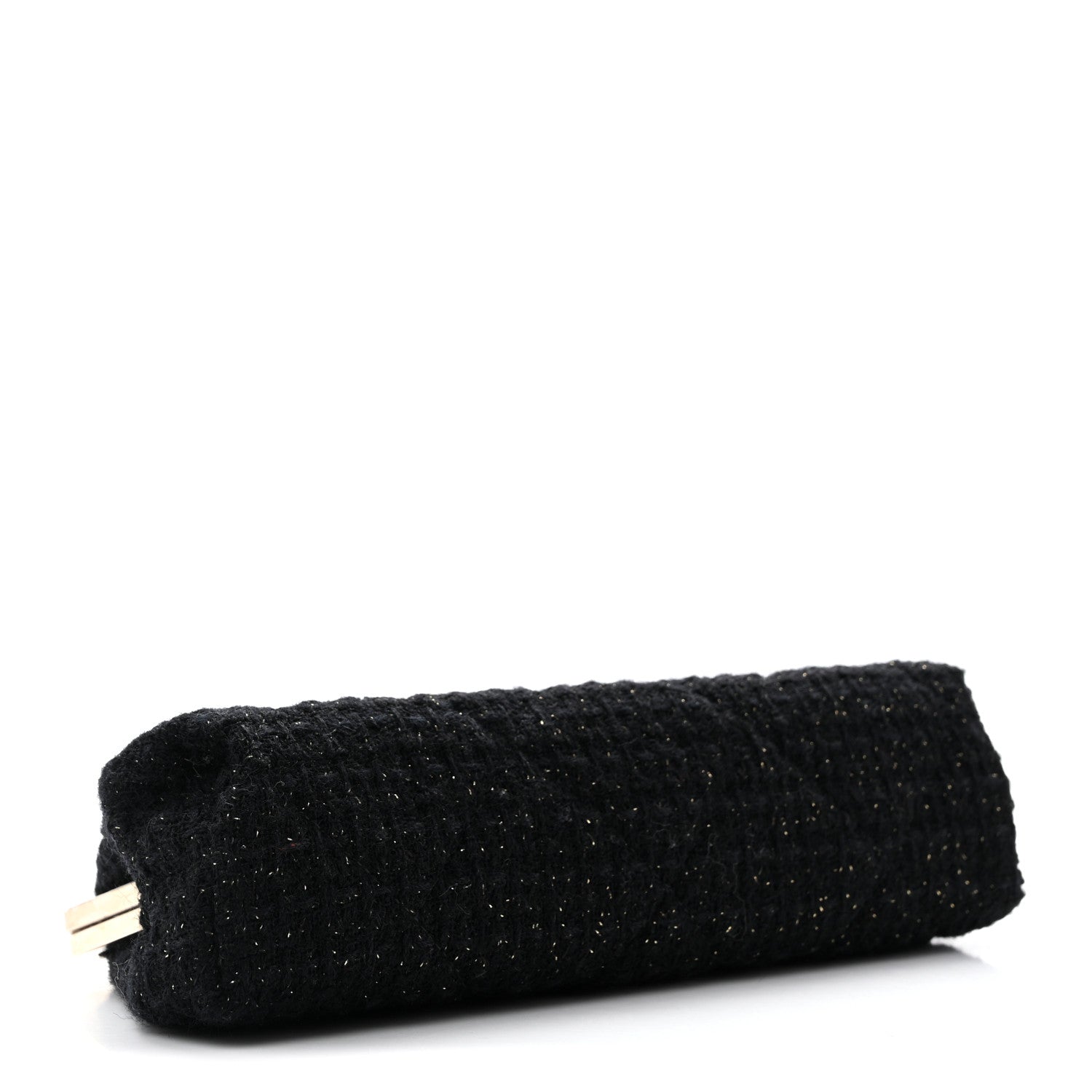 Chanel Tweed Quilted Kiss Lock Clutch Black 4 of 7