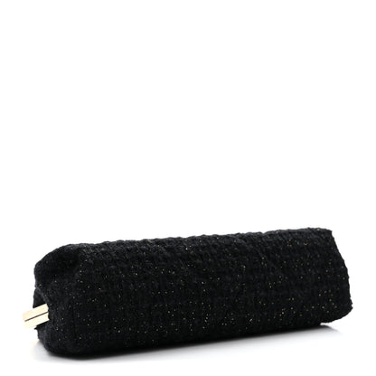 Chanel Tweed Quilted Kiss Lock Clutch Black 4 of 7
