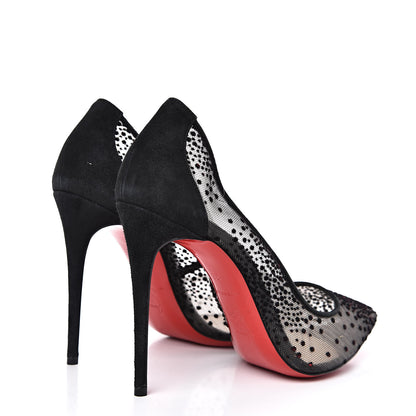 Christian Louboutin Plumeti Chiffon Suede Follies Lace 100 Pumps 36 Black 4 of 9