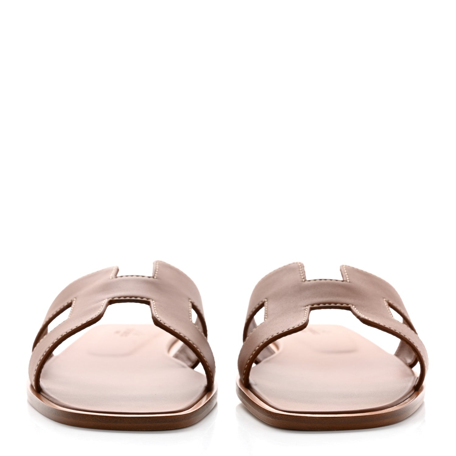 Hermes Box Calfskin Oran Sandals 37.5 Gold 2 of 8