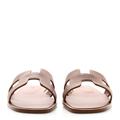 Hermes Box Calfskin Oran Sandals 37.5 Gold 2 of 8