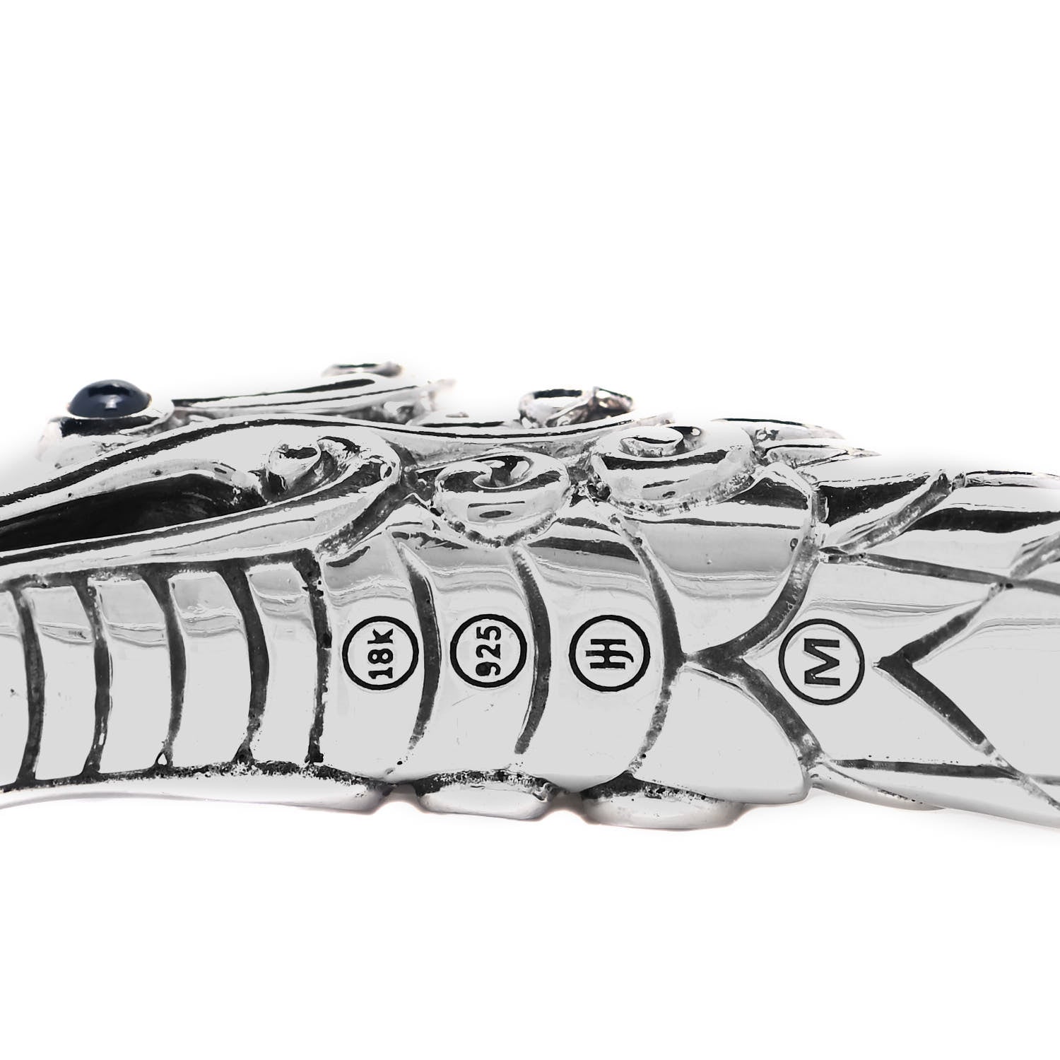 John Hardy Sterling Silver 18K Yellow Gold Blue Sapphire Legends Naga Dragon Cuff Bracelet 5 of 5