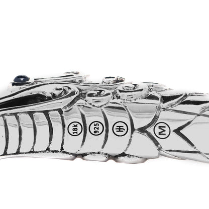 John Hardy Sterling Silver 18K Yellow Gold Blue Sapphire Legends Naga Dragon Cuff Bracelet 5 of 5