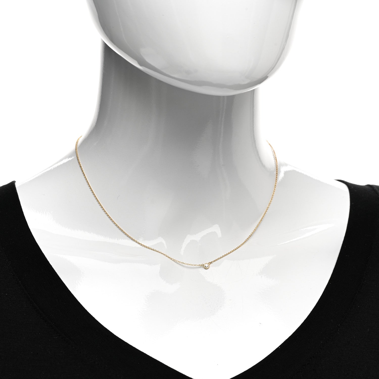 Tiffany 18K Yellow Gold Diamond .05ct Elsa Peretti Diamonds by the Yard Pendant Necklace 2 of 5
