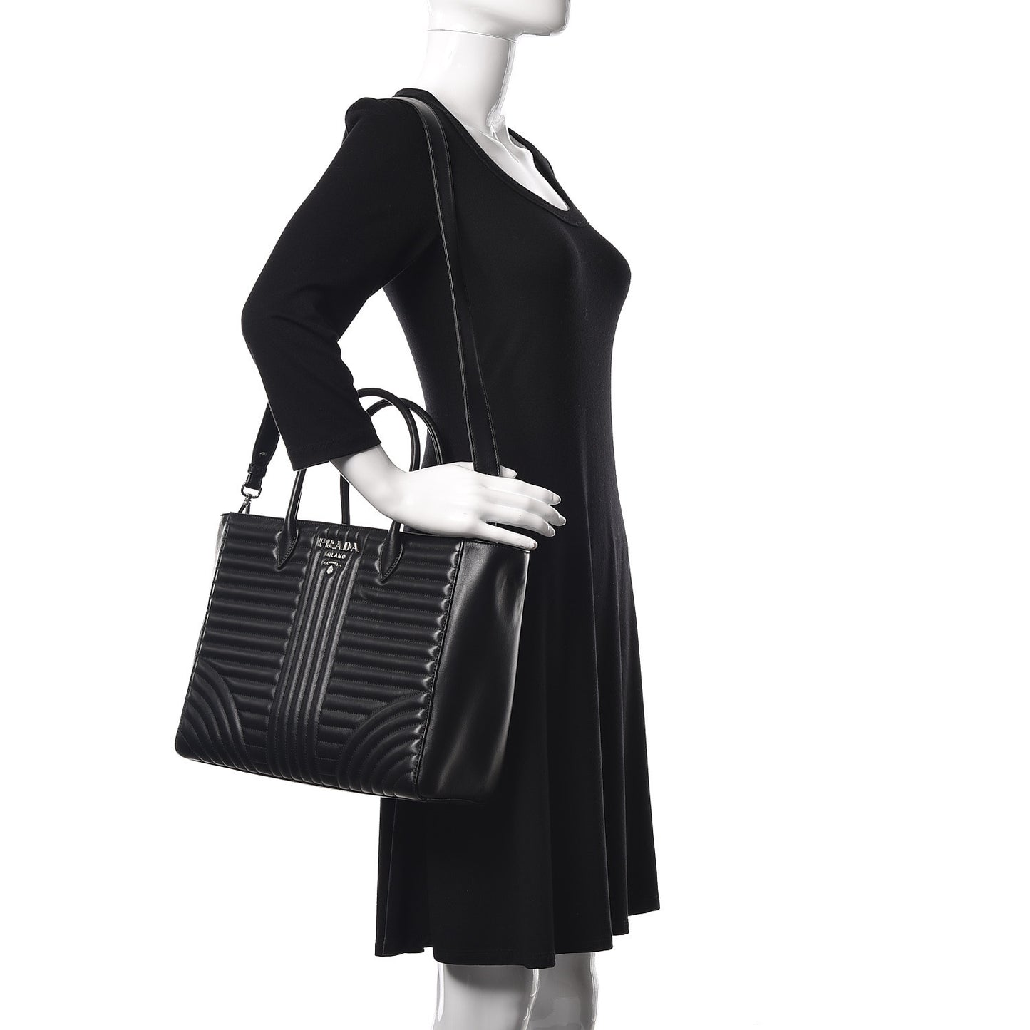 Soft Calfskin Impunture Diagramme Tote Black