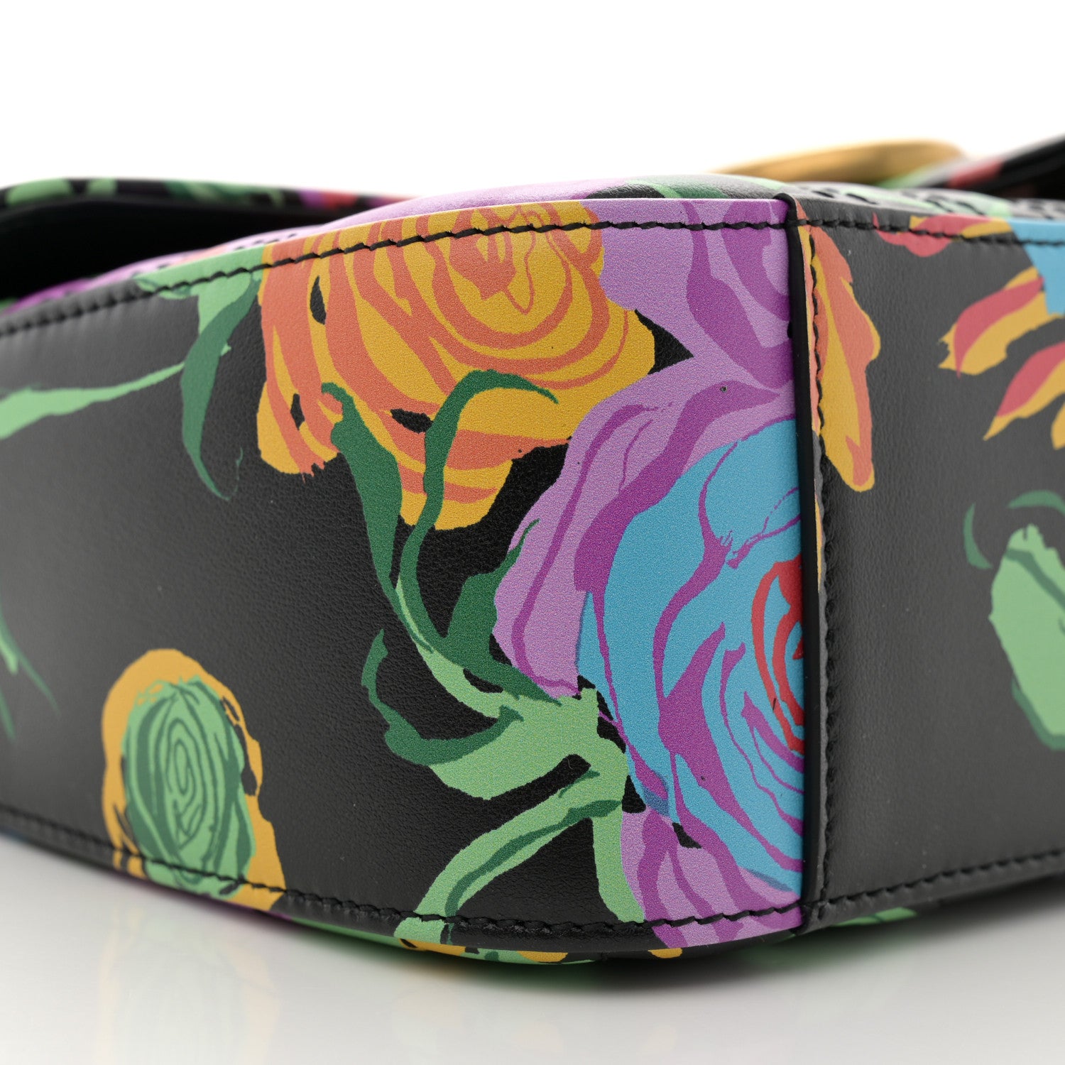 Gucci X KEN SCOTT Calfskin Matelasse Floral Small GG Marmont Shoulder Bag Black 9 of 11