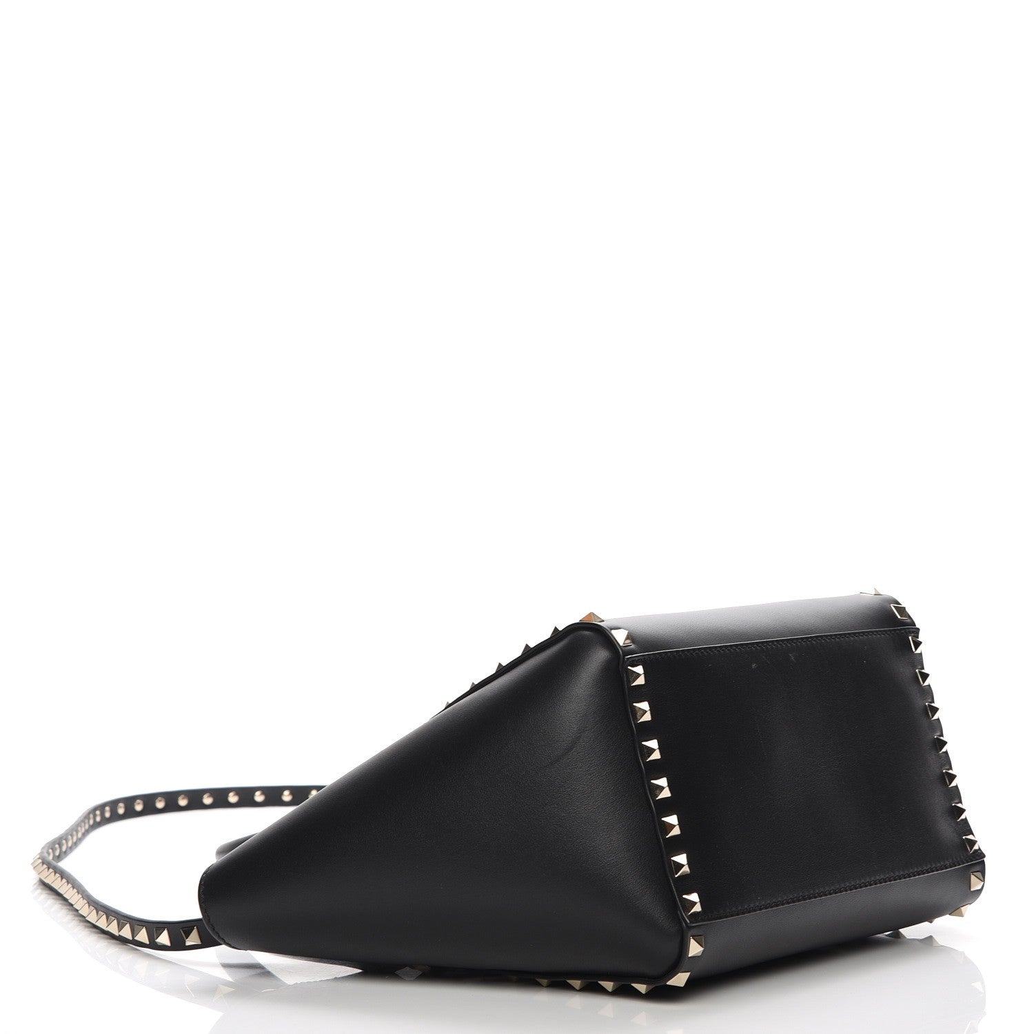 Valentino Garavani Vitello Small Rockstud Double Handle Tote Black 5 of 7