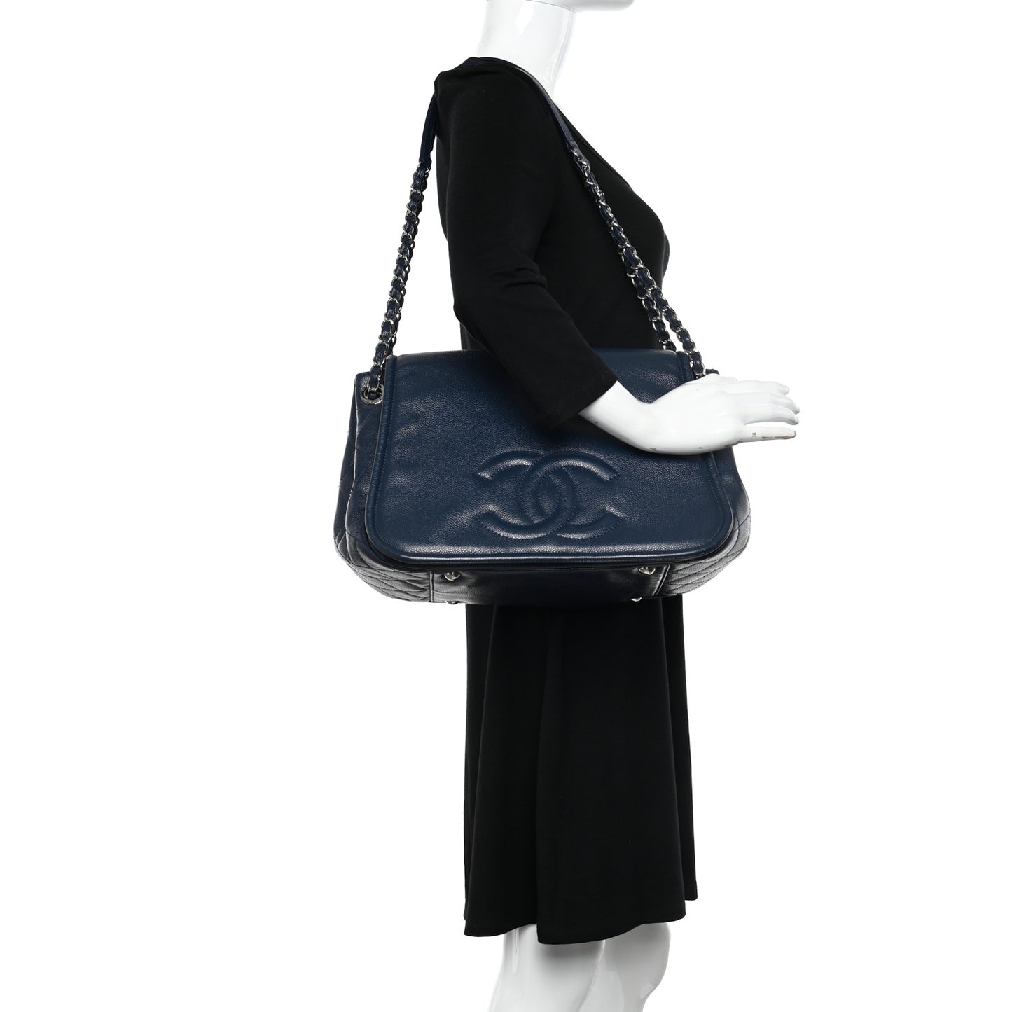 Caviar Timeless CC Accordion Flap Navy