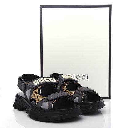 Gucci X SEGA Nappa Mesh Mens Aguru Sandals 8 Loess Black 11 of 11