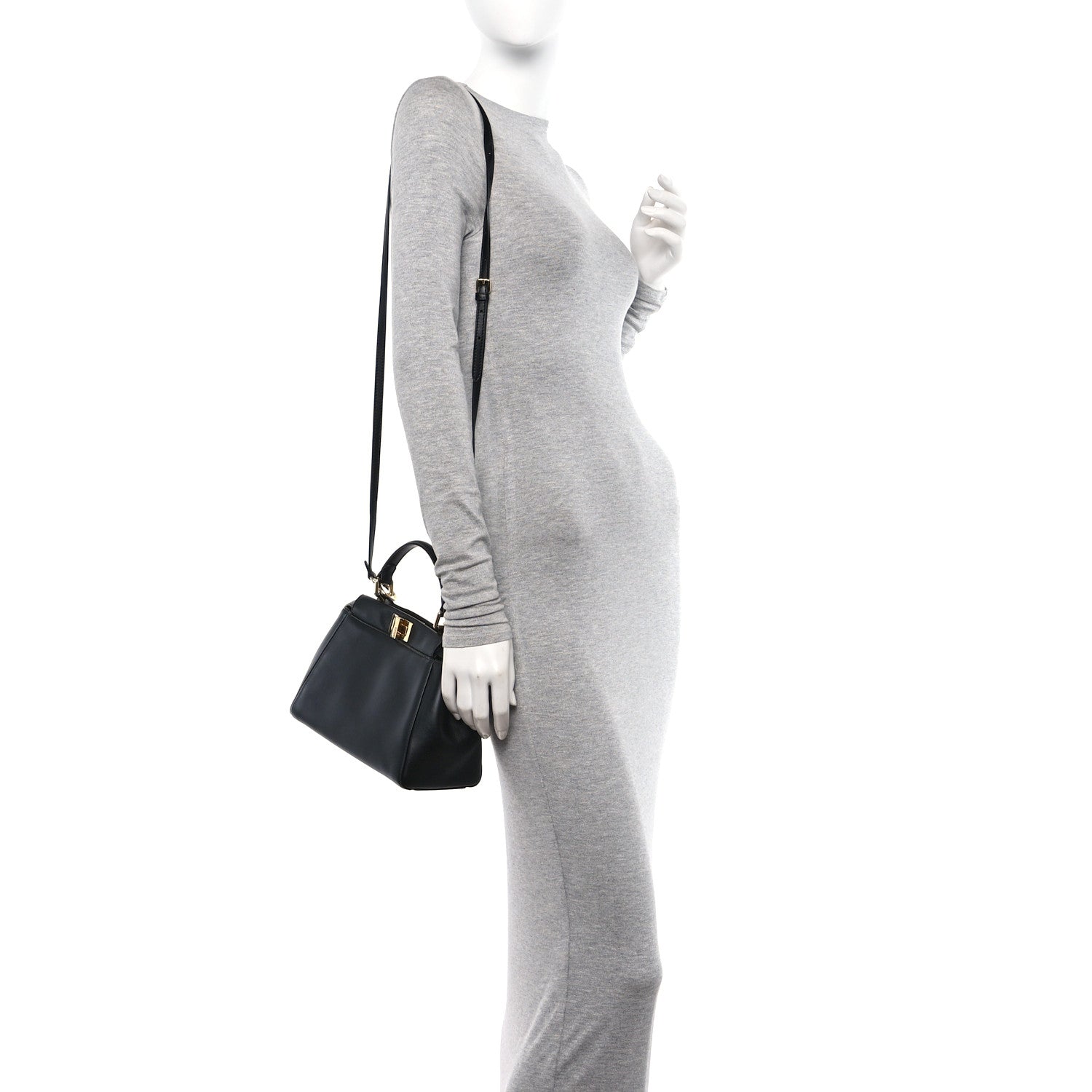 Fendi Nappa Mini Peekaboo Iconic Satchel Black 2 of 10