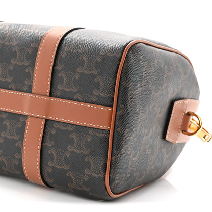 Celine Triomphe Canvas Calfskin Medium Boston Bag Tan 20 of 21
