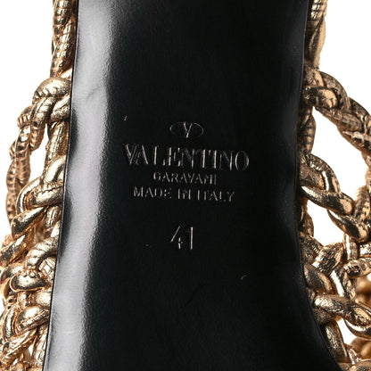 Valentino Garavani Metallic Nappa Woven Roman Stud 65mm Mule Sandals 41 Star Gold 6 of 9