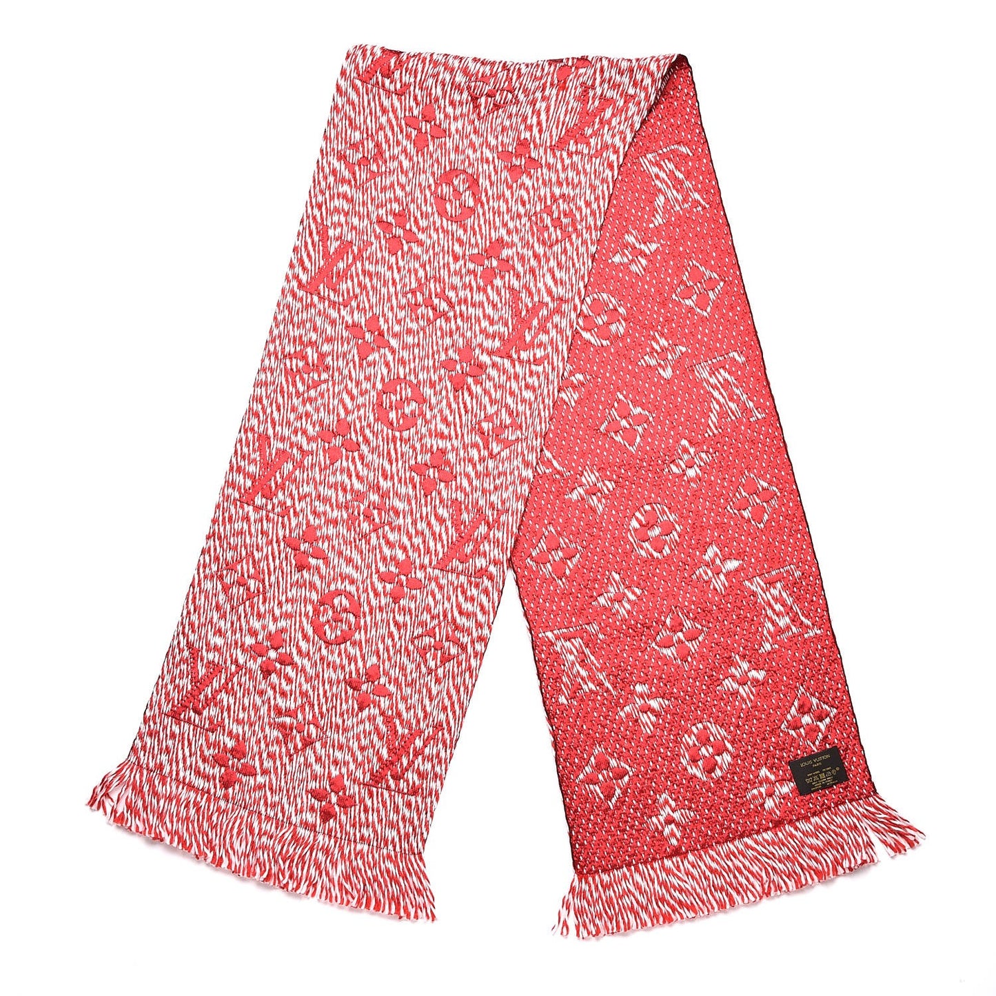 Wool Silk Logomania Mix Scarf Coquelicot