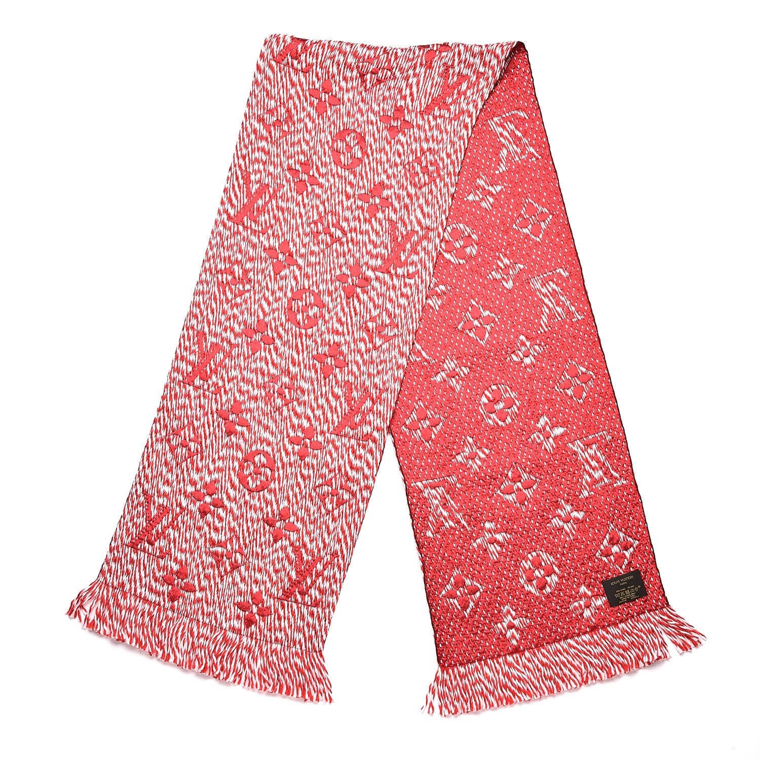 Louis Vuitton Wool Silk Logomania Mix Scarf Coquelicot 3 of 4