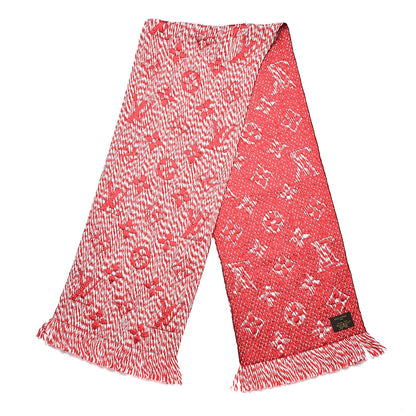 Louis Vuitton Wool Silk Logomania Mix Scarf Coquelicot 3 of 4