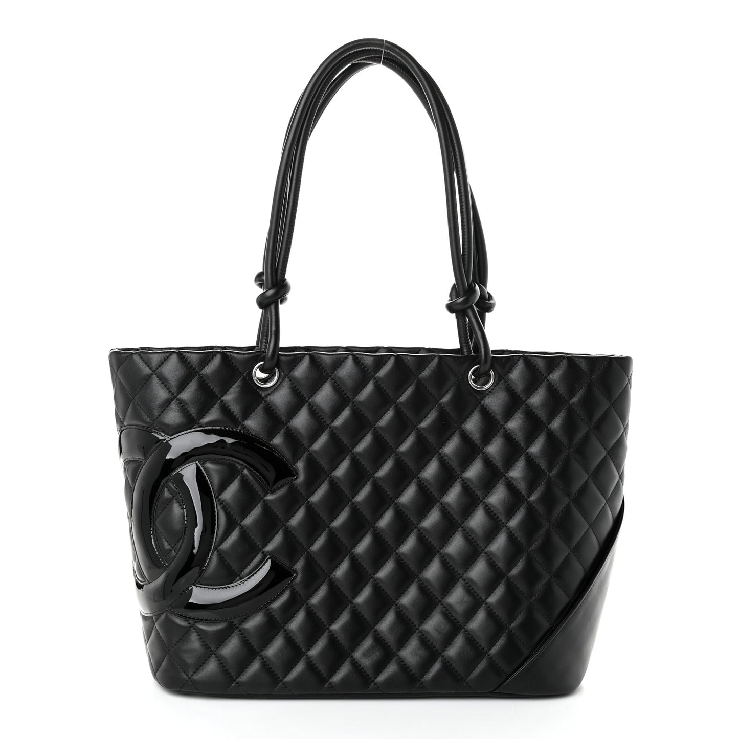 Calfskin Quilted Large Cambon Tote Black