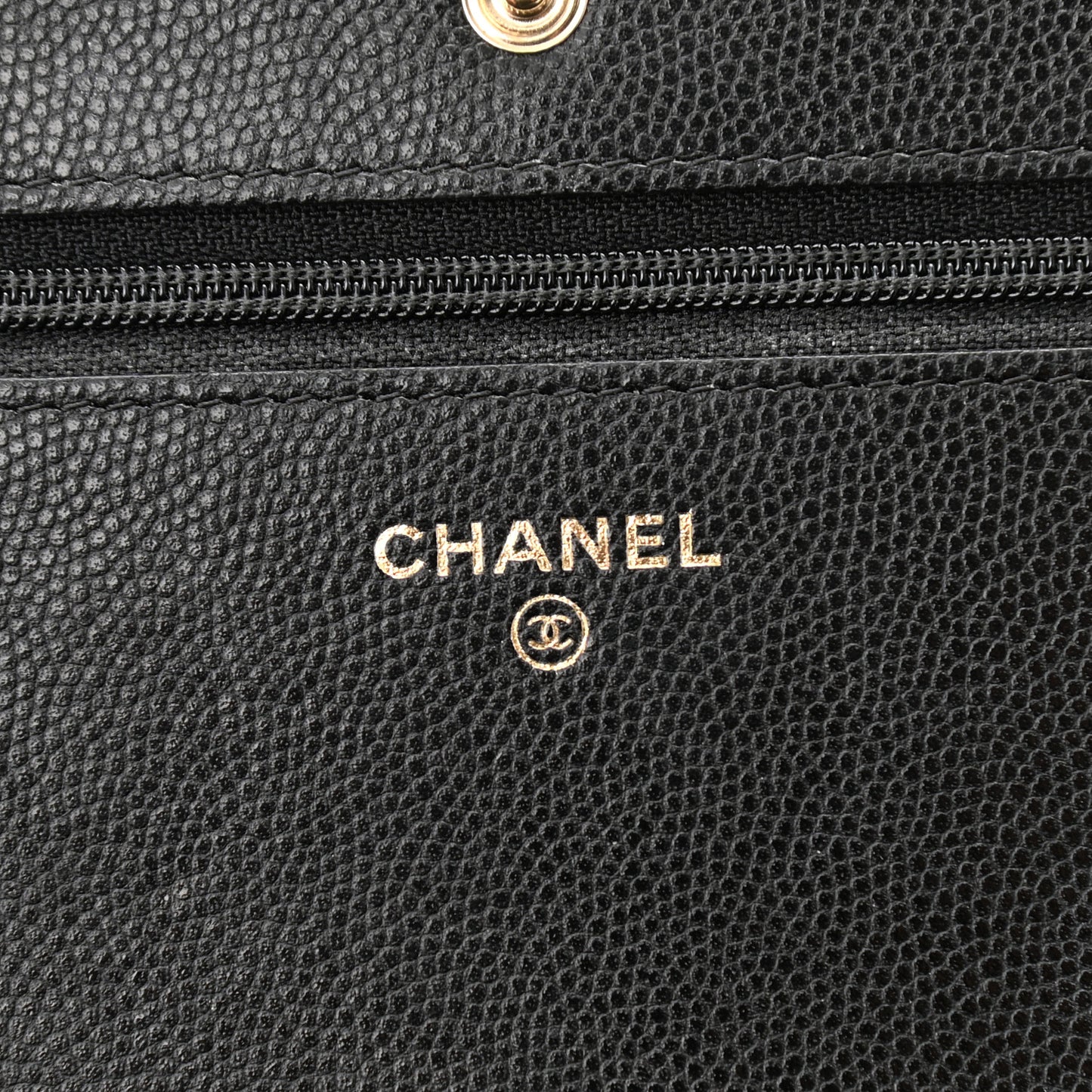Caviar Camellia Embossed Wallet On Chain WOC Black