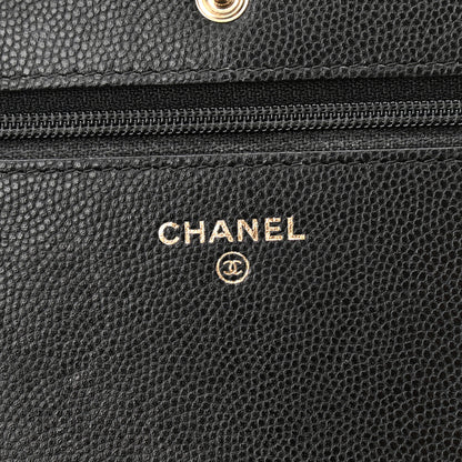 Chanel Caviar Camellia Embossed Wallet On Chain WOC Black 6 of 12