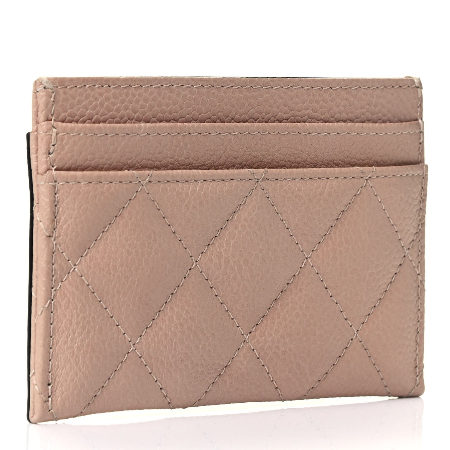 Caviar Quilted Filigree Card Holder Beige Black