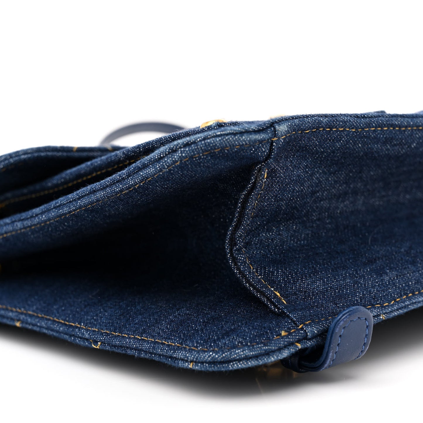 Denim Quilted Double You Backpack Blue Golden