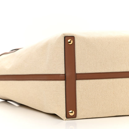 Burberry Cotton Canvas Calfskin Large Soft Belted Tote Bag Natural 10 of 11