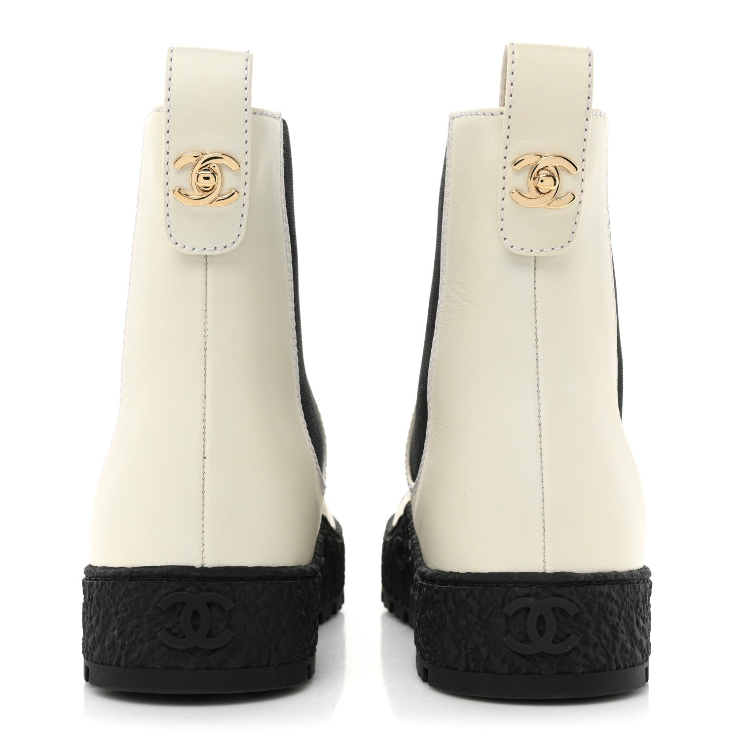 Chanel Calfskin Cap Toe CC Ankle Boots 38 White Black 4 of 10
