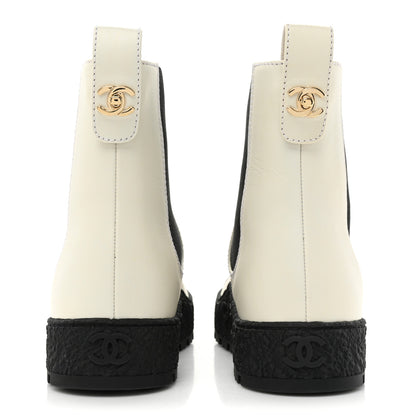 Chanel Calfskin Cap Toe CC Ankle Boots 38 White Black 4 of 10