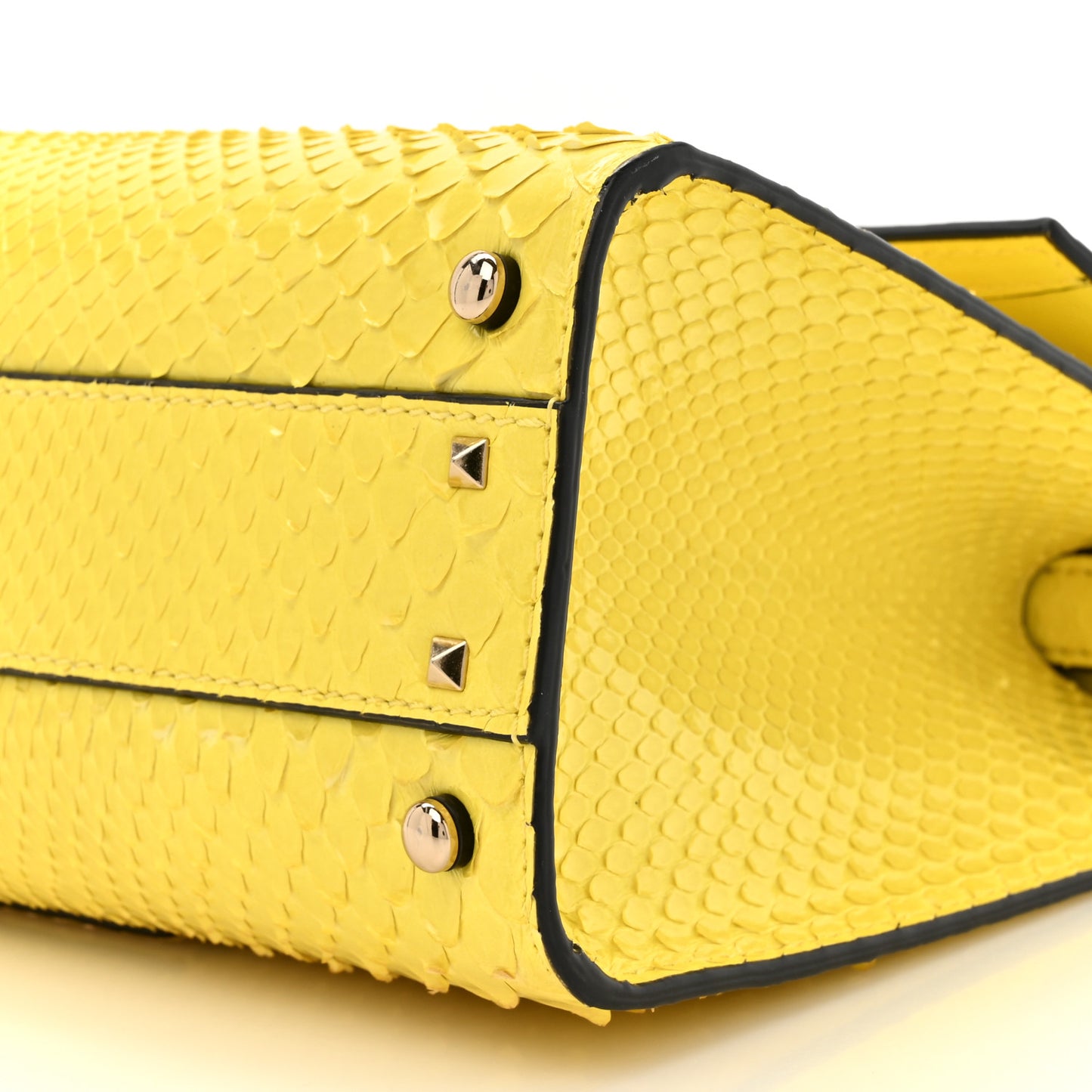 Snakeskin Embossed Mini VSling Top Handle Bag Yellow