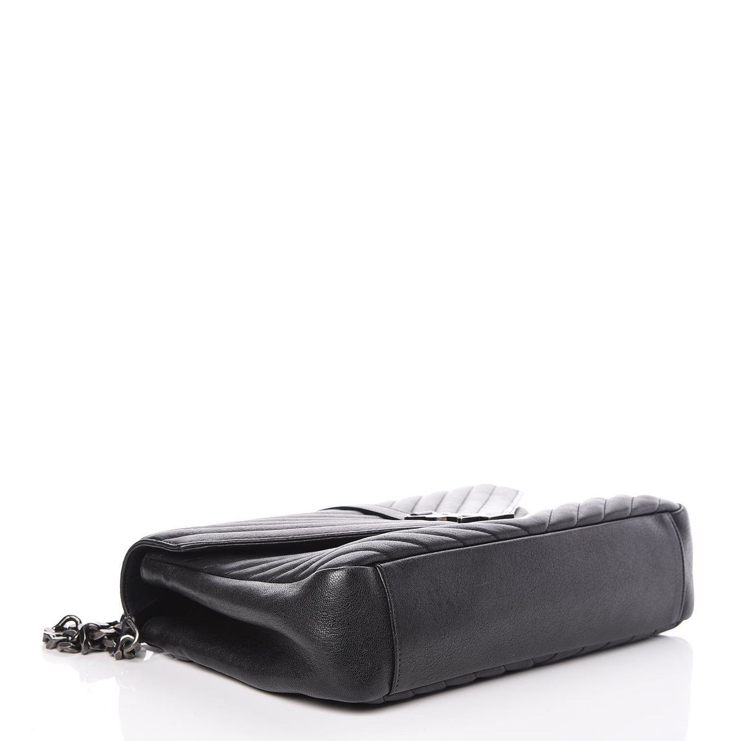 Sheepskin Matelasse Chevron Monogram Large College Satchel Black