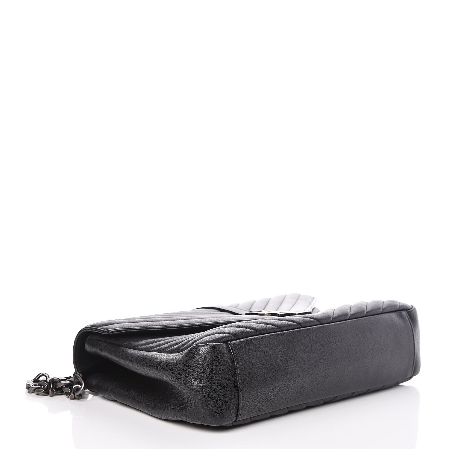 Saint Laurent Sheepskin Matelasse Chevron Monogram Large College Satchel Black 4 of 9