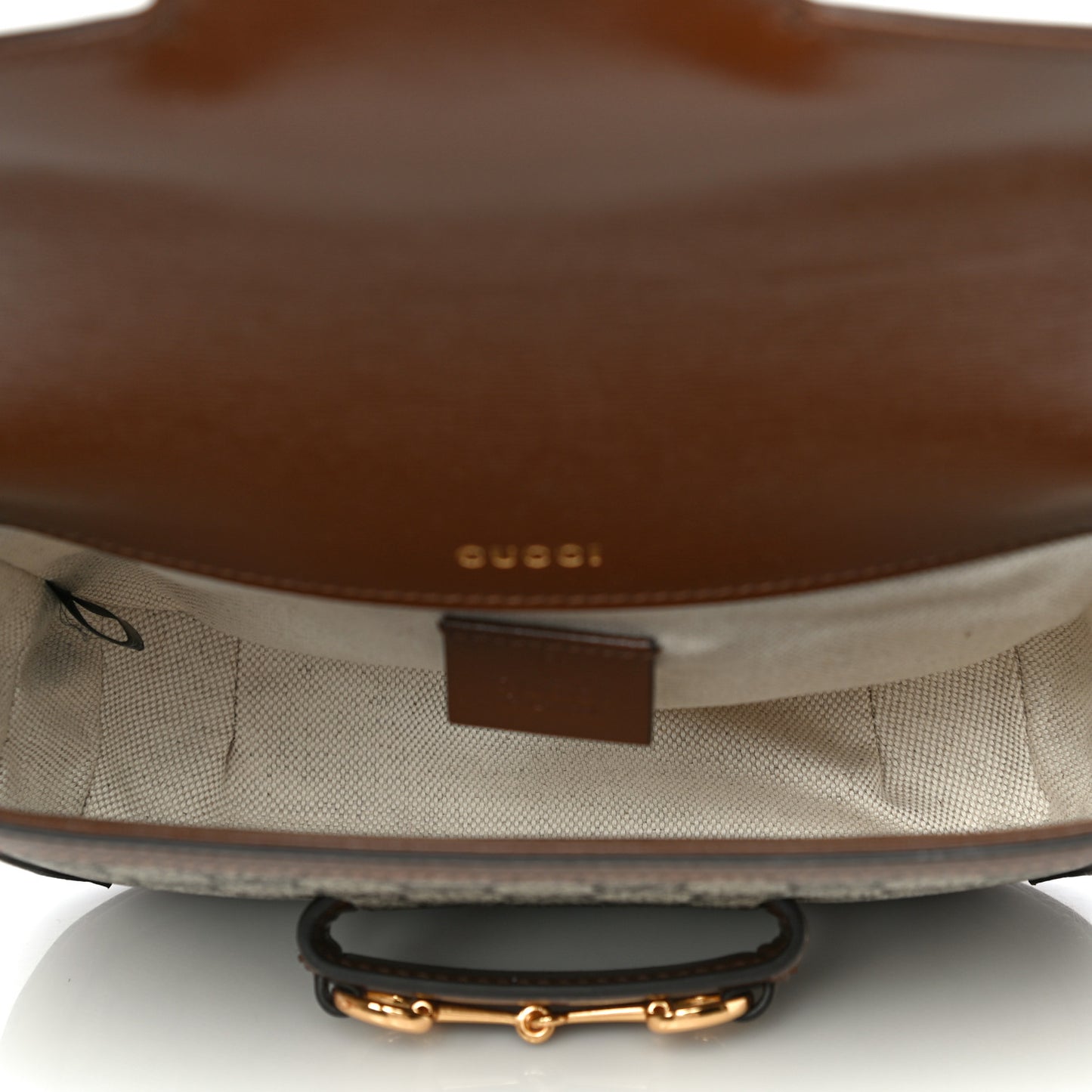 GG Supreme Monogram Web Mini Horsebit 1955 Shoulder Bag Beige Brown Sugar