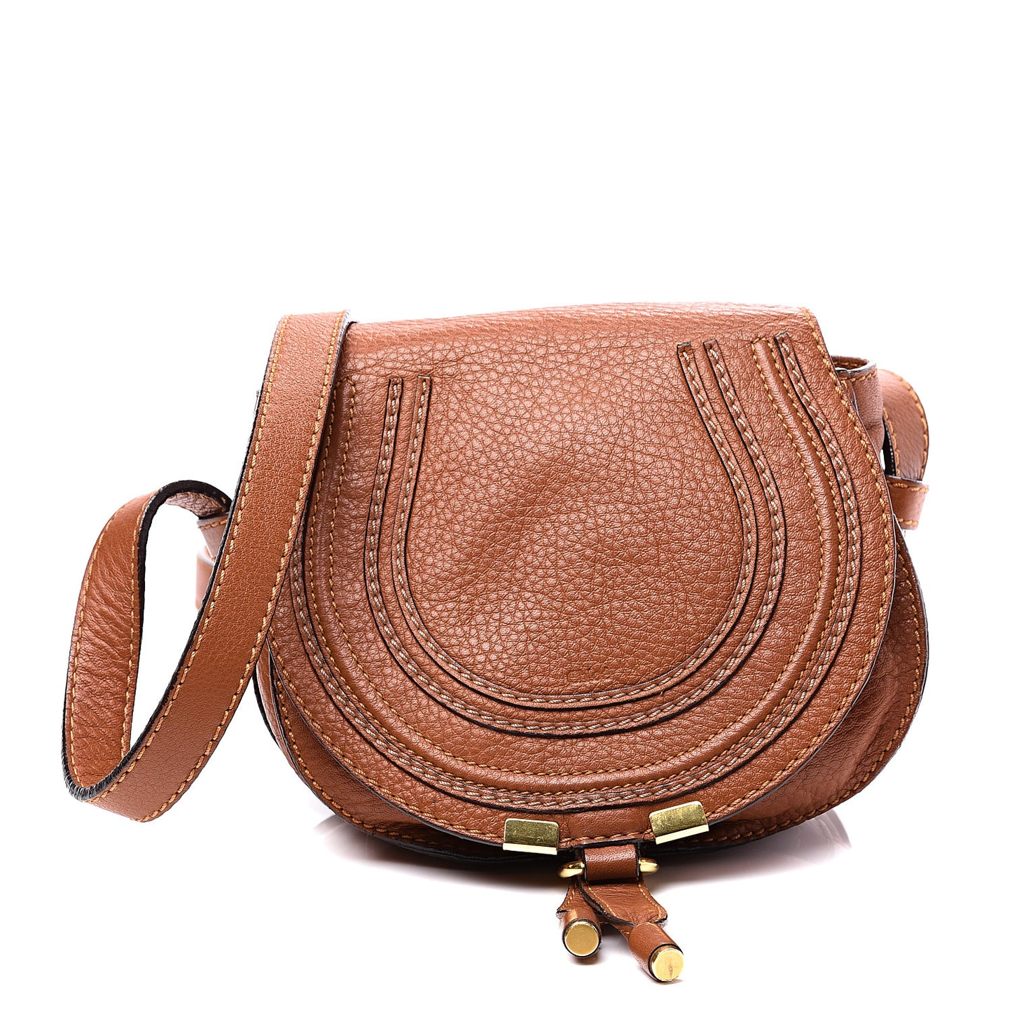 Calfskin Mini Marcie Round Crossbody Bag Tan