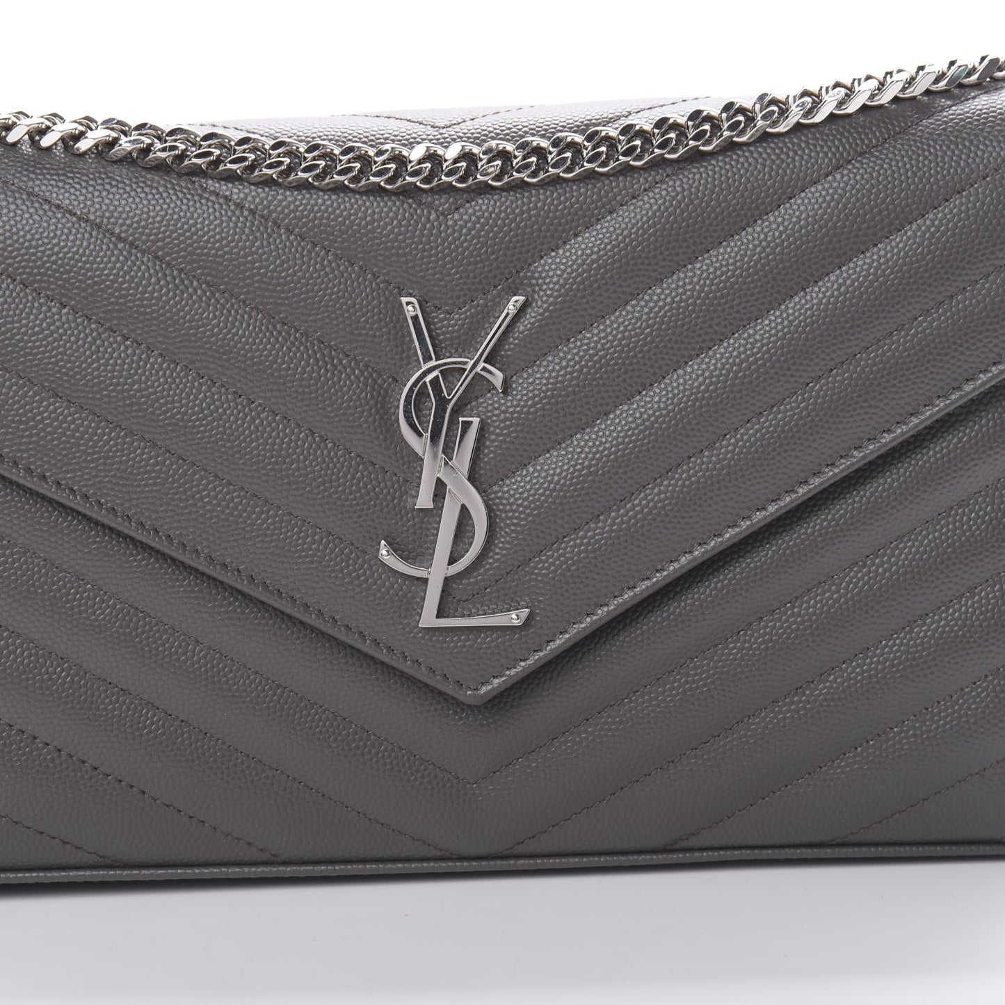 Grain De Poudre Matelasse Chevron Monogram Chain Wallet Grey