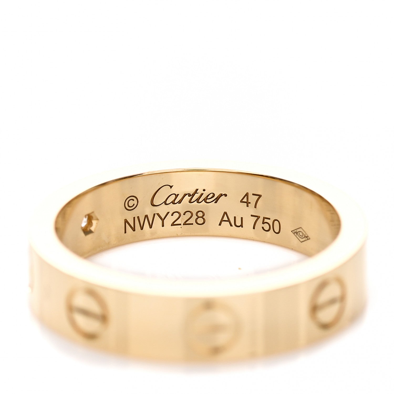Cartier 18K Yellow Gold Diamond 4mm LOVE Wedding Band Ring 47 4 4 of 5