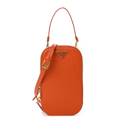 Prada Saffiano Mini Crossbody Bag Papaya 1 of 4