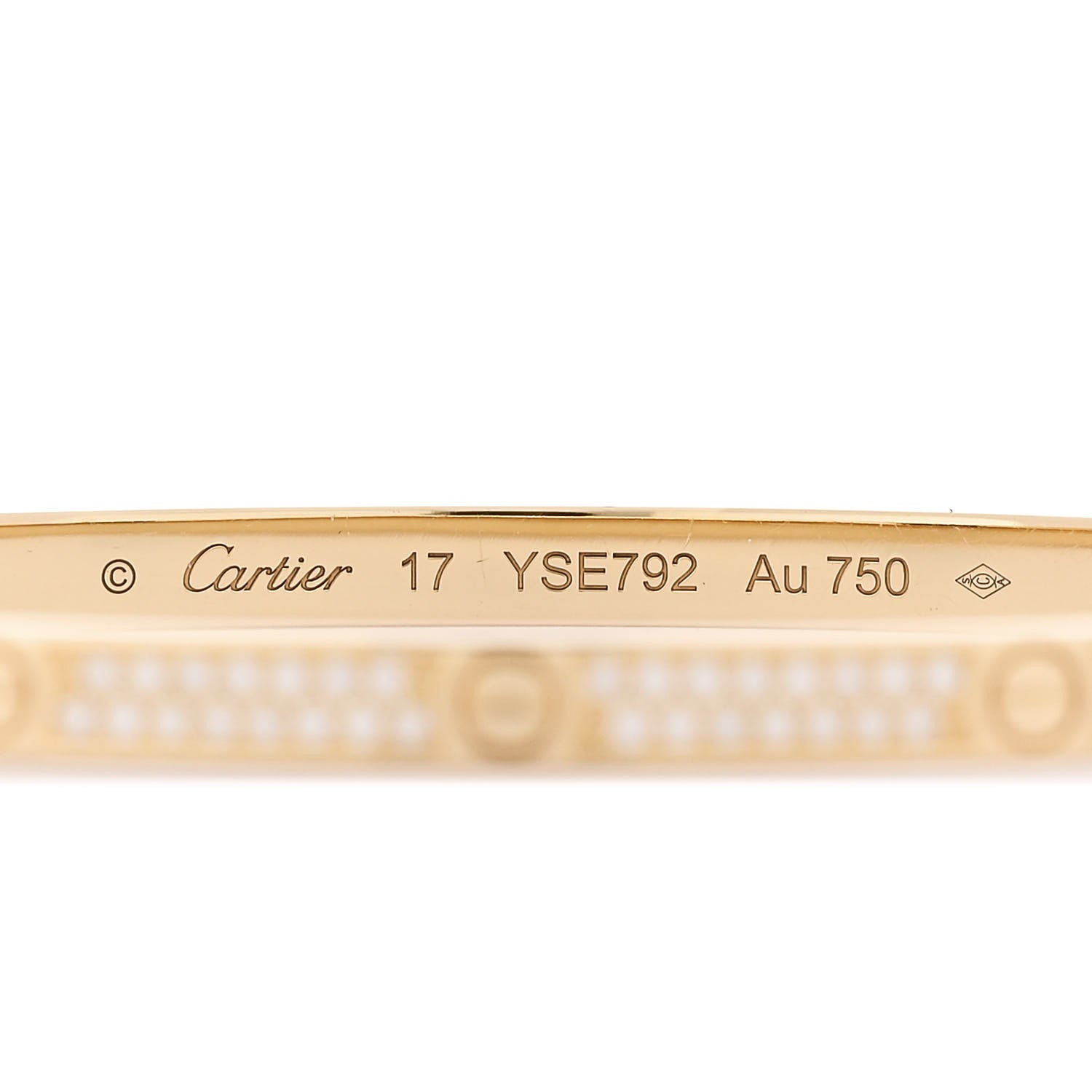 Cartier 18K Yellow Gold Diamond Small LOVE Paved Bracelet 17 3 of 7