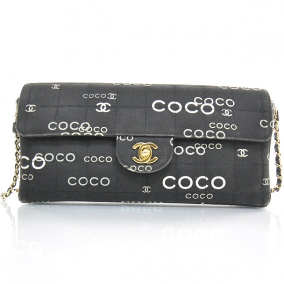 Canvas Chocolate Bar Quilted Coco East West Flap Black