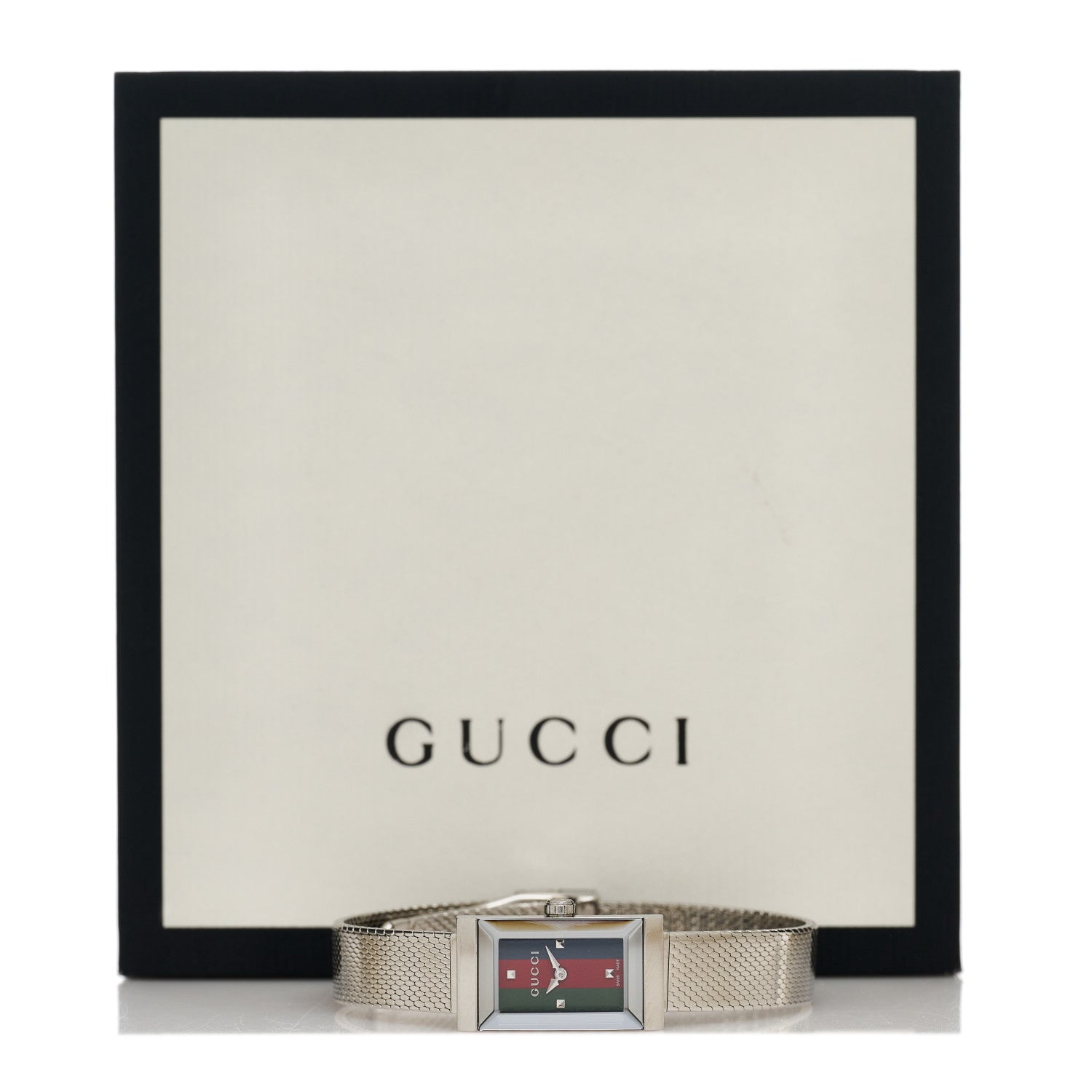 Gucci Stainless Steel 14mm Web G-Frame Quartz Watch Green 5 of 5
