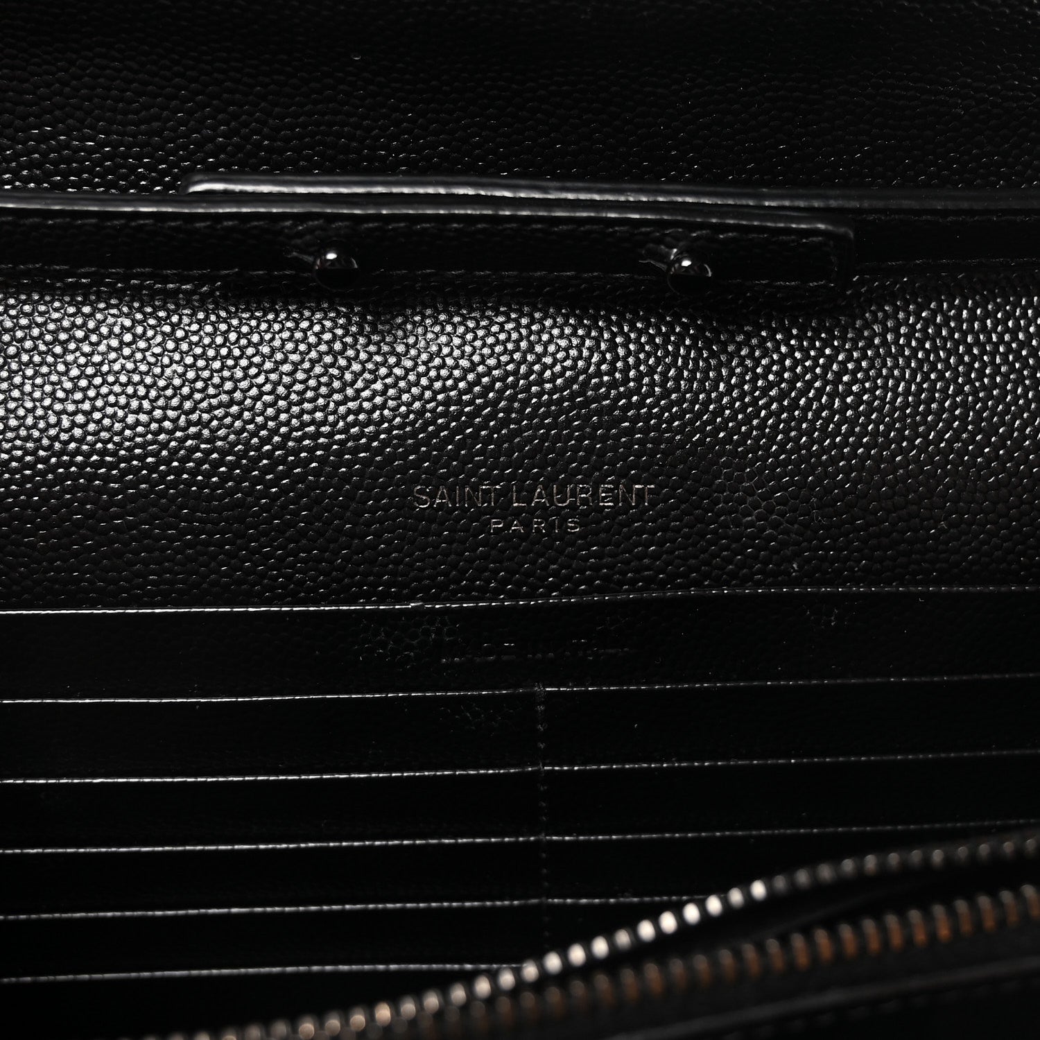 Saint Laurent Grain De Poudre Matelasse Chevron Monogram Monochrome Chain Wallet Black 6 of 9