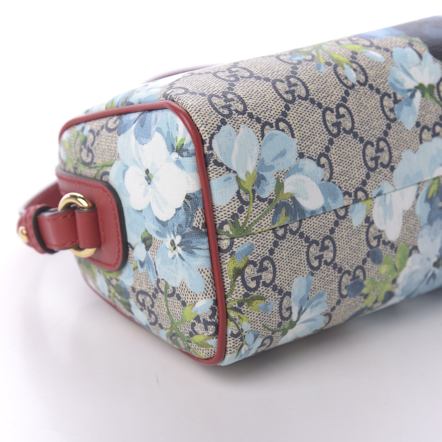 Gucci GG Supreme Monogram Blooms Mini Boston Navy Blue Hibiscus 6 of 11