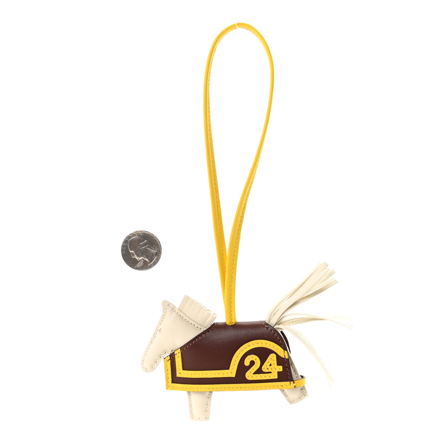Hermes Milo Lambskin Grigri Rodeo Robeo 24 Bag Charm PM Craie Terre Jaune De Naples 2 of 5