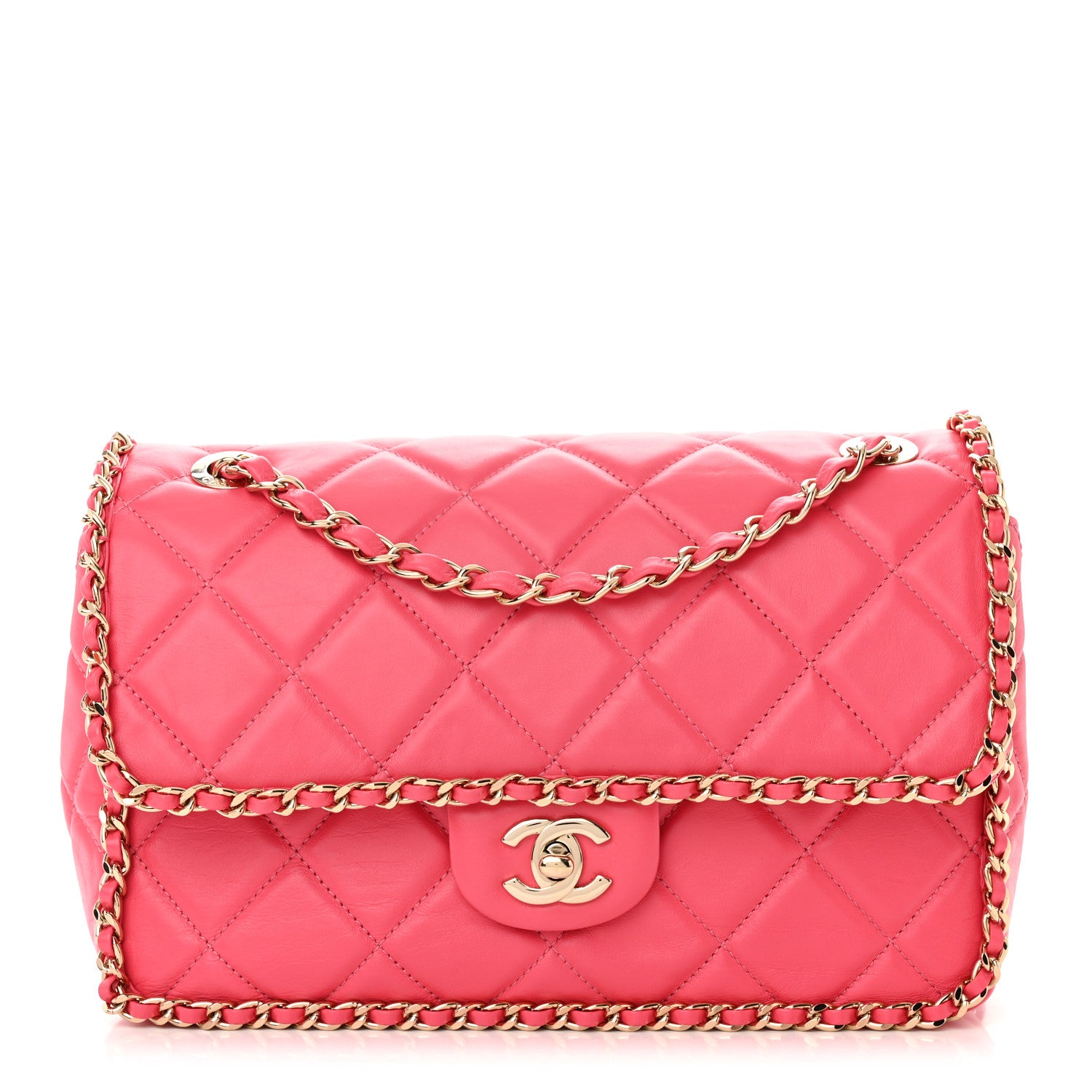 Chanel Crumpled Calfskin Medium Chain All Over Flap Pink 1 of 11